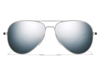 Aviator Sunglasses - Mirror Lens, Silver Frames