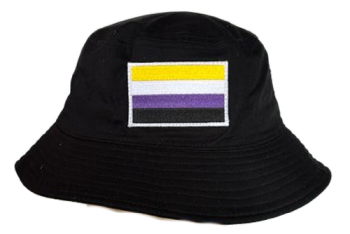 Non Binary Nonbinary Flag Bucket Hat with Embroidered Logo - LGBTQ Pride